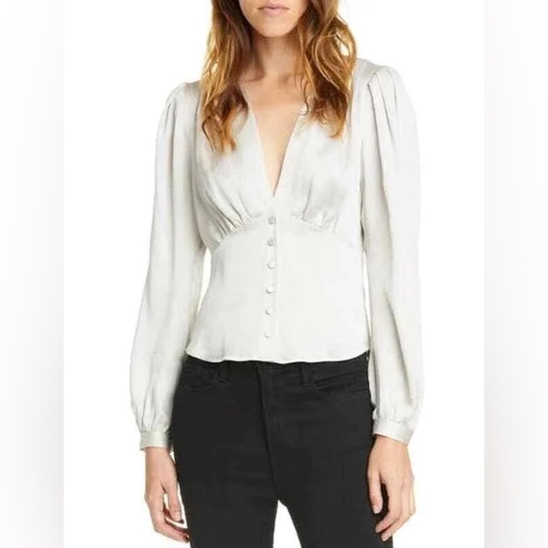 Frame Empire Silk-Satin Blouse